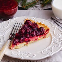 A piece of Cherry cheesecake